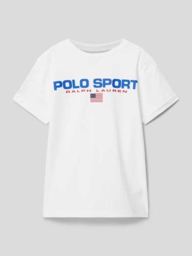 POLO SPORT T-Shirt in melierter Optik in Weiss, Größe S