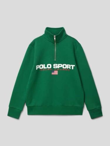 POLO SPORT Sweatshirt mit Label-Print in Gruen, Größe S