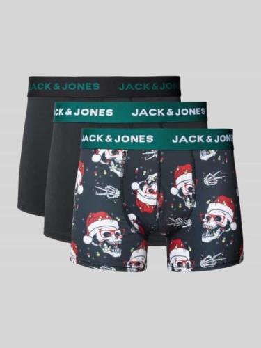 Jack & Jones Trunks mit Teilungsnähten Modell 'XMAS SKULLS' im 3er-Pac...