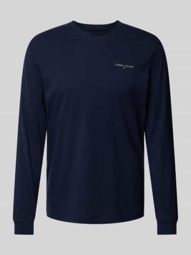 Tommy Jeans Slim Fit Longsleeve mit Label-Print in Marine, Größe L