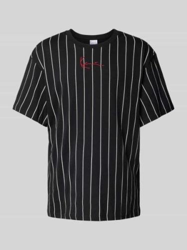 KARL KANI T-Shirt mit Label-Stitching in Black, Größe L