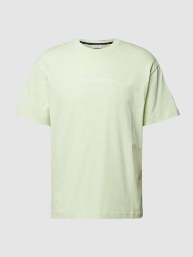 CK Calvin Klein T-Shirt mit Label-Print Modell 'HERO' in Neon Gruen, G...