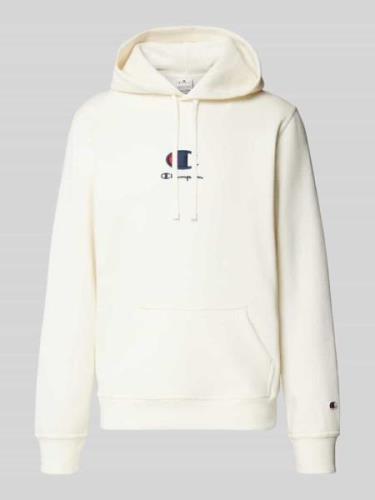 CHAMPION Hoodie mit Label-Stitching in Offwhite, Größe L