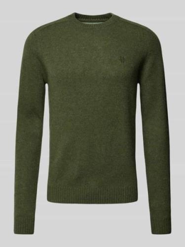 MCNEAL Regular Fit Strickpullover aus reiner  Lammwolle in Khaki Melan...