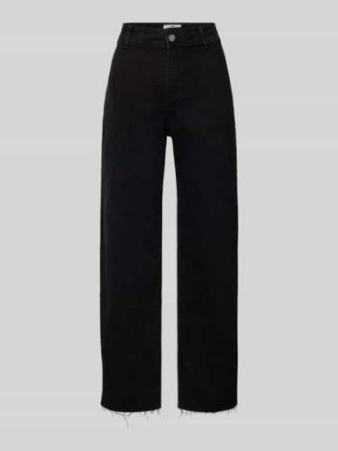 Mango Wide Leg Jeans mit Fransen Modell 'CATHERIN' in Black, Größe 34