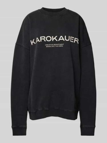 Karo Kauer Oversized Sweatshirt mit Label-Print in Anthrazit, Größe M