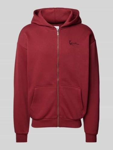 KARL KANI Sweatjacke mit Label-Stitching in Bordeaux, Größe L