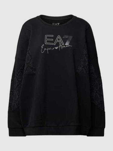 EA7 Emporio Armani Sweatshirt mit Label-Print in Black, Größe L