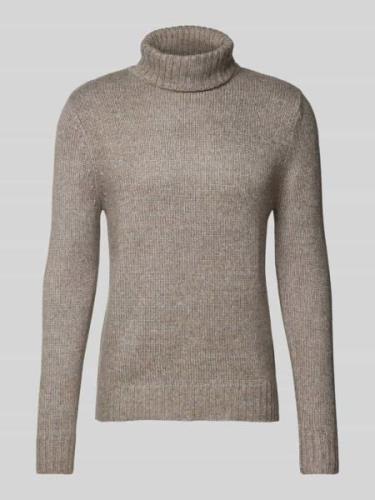 Superdry Strickpullover mit Rollkragen und Viskose-Anteil in Mittelgra...