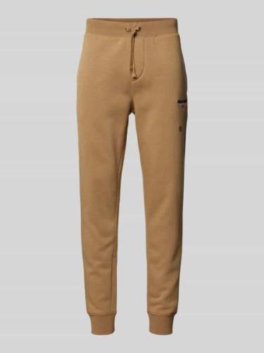 POLO SPORT Slim Fit Sweatpants mit Label-Stitching in Khaki, Größe L