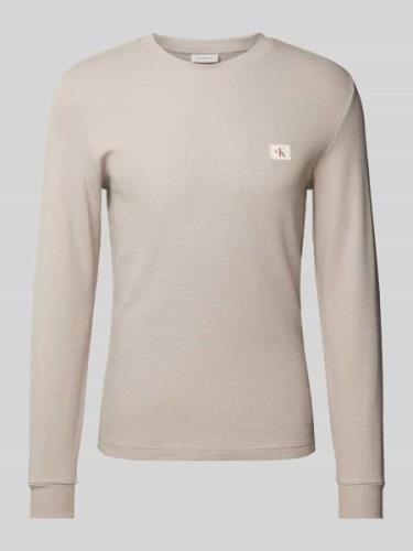 Calvin Klein Jeans Longsleeve mit Label-Stitching in Sand, Größe L