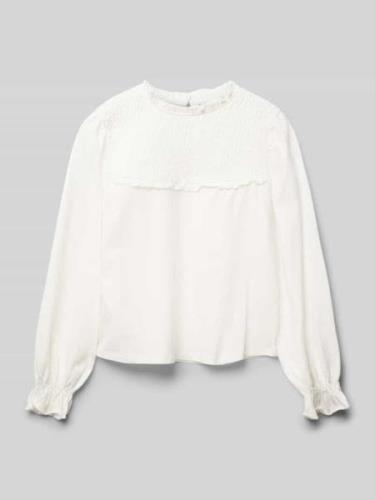 Mango Longsleeve mit Smok-Details Modell 'mixi' in Offwhite, Größe 128