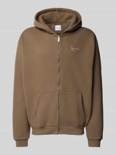 KARL KANI Sweatjacke mit Label-Stitching in Khaki, Größe L