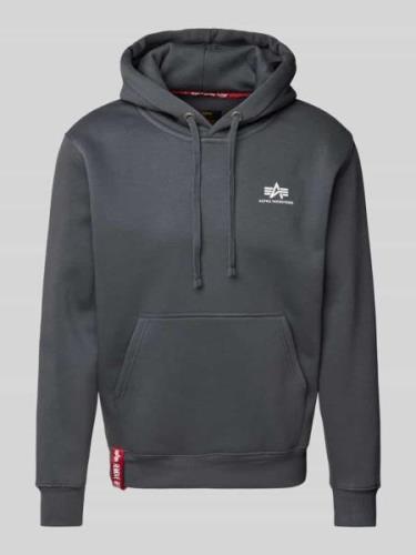 Alpha Industries Hoodie mit Label-Print in Anthrazit, Größe L