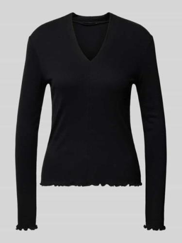 Someday Longsleeve  aus Viskose-Mix mit Rüschen Modell 'Kalya' in BLAC...