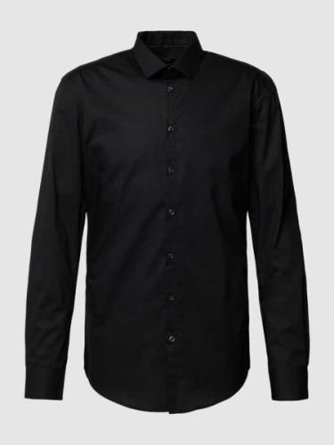 Jake*s Super Slim Fit Business-Hemd aus Popeline in Black, Größe 35/36