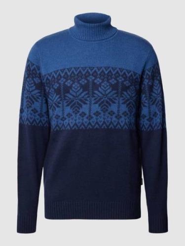 Fynch-Hatton Rollkragenpullover aus Wolle im Allover-Look in Marine, G...