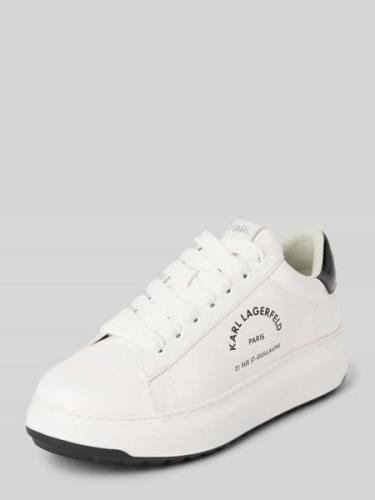 Karl Lagerfeld Ledersneaker mit Label-Print Modell 'KAPRI' in Weiss, G...