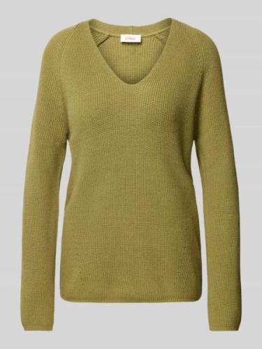 s.Oliver RED LABEL Regular Fit Strickpullover mit V-Ausschnitt und Rag...