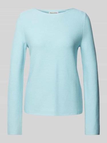 MARC O POLO Strickpullover mit gerippten U-Boot-Ausschnitt in Hellblau...