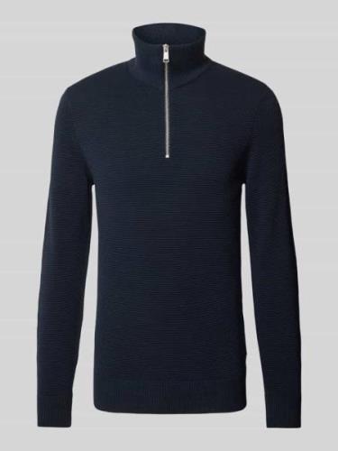 MARC O POLO Regular Fit Troyer mit Ottoman-Struktur in Marine, Größe L