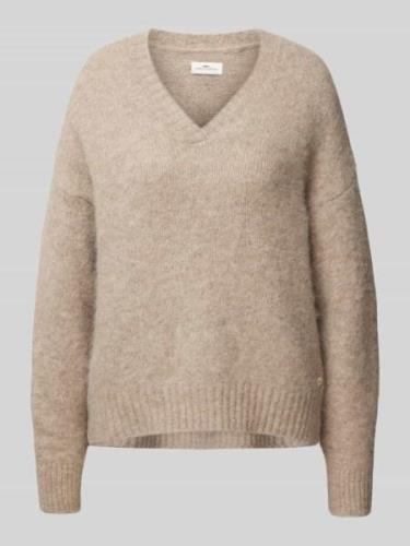 Fynch-Hatton Strickpullover aus Woll-Mix  mit V-Ausschnitt in Beige Me...