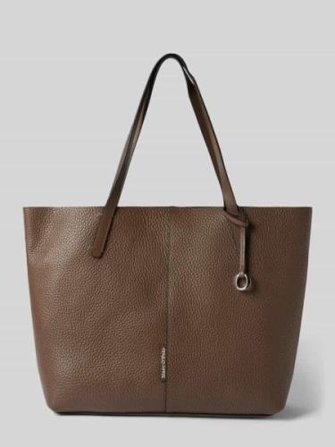 MARC O POLO Shopper aus Leder mit Label-Prägung in Taupe, Größe 1