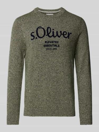 s.Oliver RED LABEL Regular Fit Strickpullover mit Logo in Gruen, Größe...