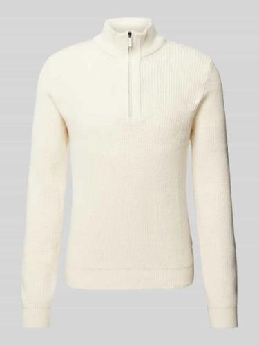 HECHTER PARIS Strickpullover mit Stehkragen in Offwhite, Größe XL