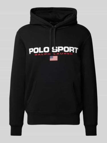 Polo Sport Hoodie mit Label-Print in Black, Größe L