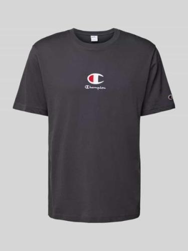 CHAMPION T-Shirt mit Label-Stitching in Anthrazit, Größe L