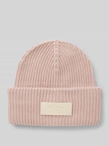 MARC O POLO Beanie aus reiner Baumwolle Label-Patch in Rose, Größe 1