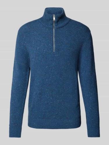 MARC O POLO Regular Fit Troyer aus gesprenkeltem Tweedgarn in Blau, Gr...