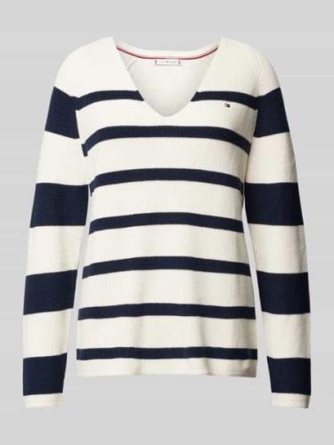 Tommy Hilfiger Strickpullover mit Logo-Stitching in Weiss, Größe M