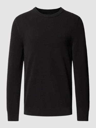 MARC O POLO Strickpullover mit Label-Stitching in Black, Größe S