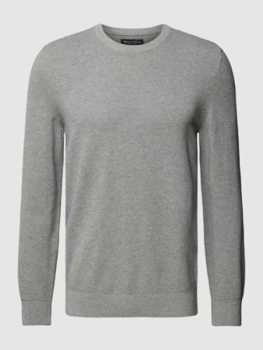 MARC O POLO Strickpullover mit Label-Stitching in Mittelgrau Melange, ...