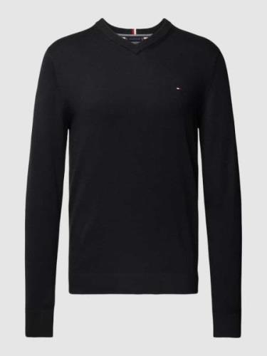 Tommy Hilfiger Strickpullover mit V-Ausschnitt Modell 'PIMA' in Black,...