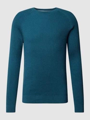 s.Oliver RED LABEL Strickpullover mit gerippten Abschlüssen in Petrol,...