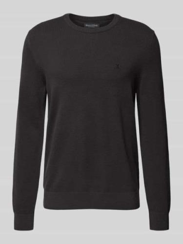 MARC O POLO Strickpullover mit Label-Stitching in Black, Größe L