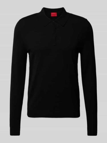 HUGO Strickpullover mit Polokragen in Black, Größe L