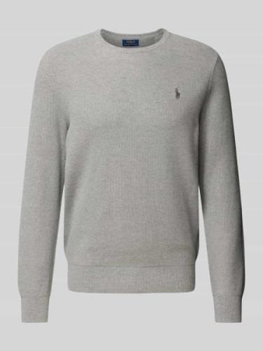 POLO RALPH LAUREN Strickpullover mit Logo-Stitching in Hellgrau, Größe...