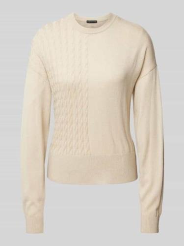 ARMANI EXCHANGE Strickpullover mit Zopfmuster in Sand, Größe L