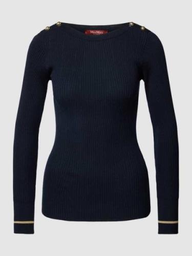 Max Mara Studio Strickpullover in Ripp-Optik Modell 'BANFY' in Dunkelb...