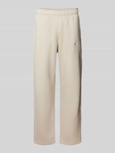 CHAMPION Straight Fit Sweatpants mit Label-Stitching in Beige, Größe L