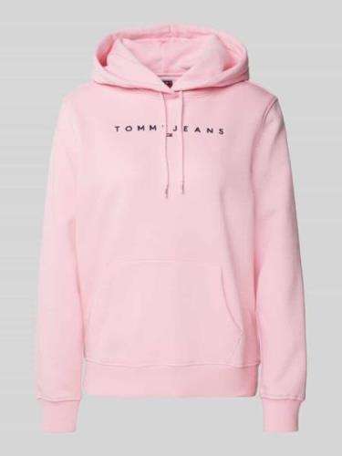 Tommy Jeans Regular Fit Hoodie mit Label-Stitching in Pink, Größe L