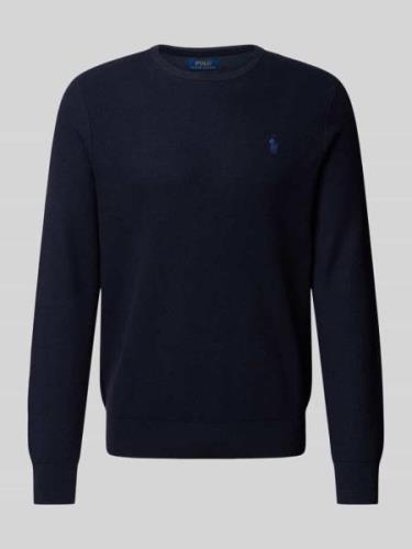 POLO RALPH LAUREN Strickpullover mit Logo-Stitching in Marine Melange,...