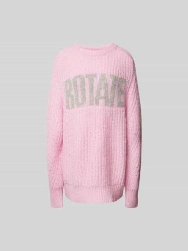 ROTATE Oversized Pullover mit Label-Print in Rosa, Größe 34