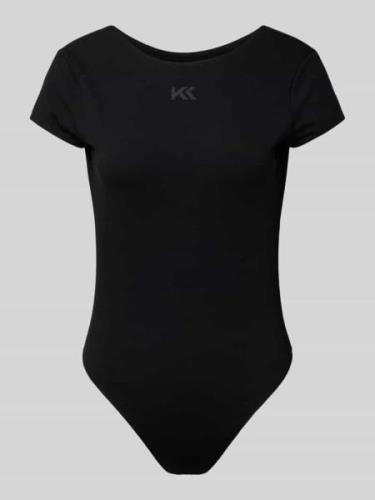 Karo Kauer Body mit Label-Print in Black, Größe L