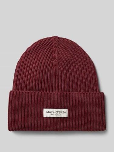 MARC O POLO Beanie mit Label-Patch in Bordeaux, Größe 1