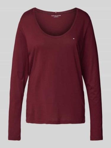 TOMMY HILFIGER Longsleeve mit Logo-Print in Bordeaux, Größe L